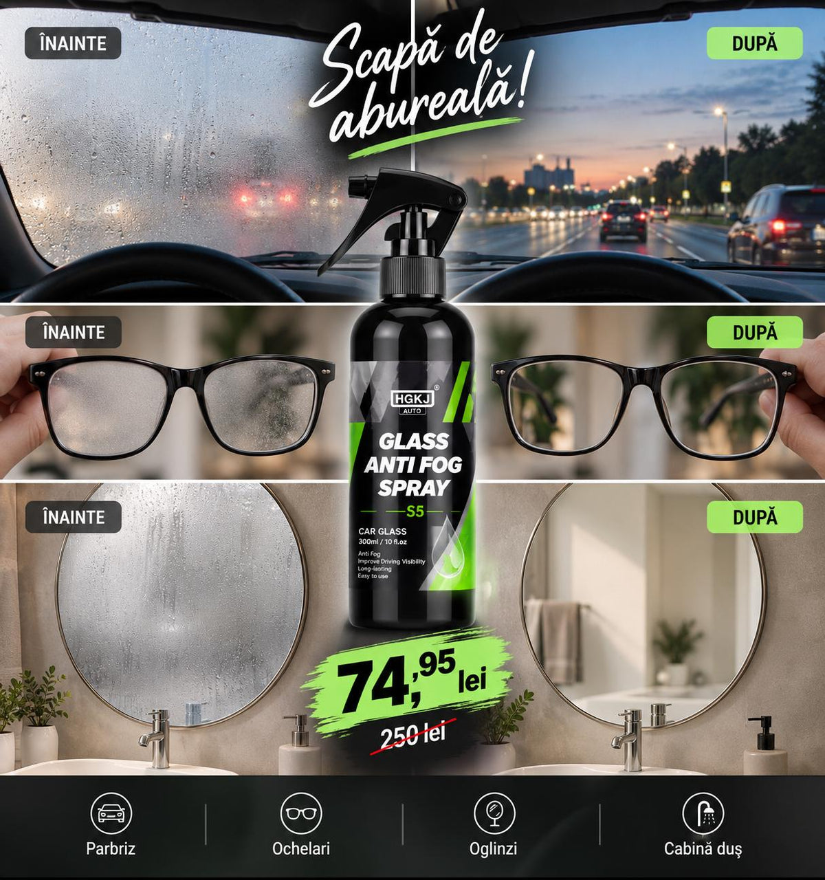 Spray Profesional Anti-Aburire – Vizibilitate Clară